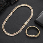 Luxury 24K 9999 Pure Gold real gold Hip Hop Full Diamond Necklace Width 10mm Double Rows Diamond Cuban Necklace Bracelet