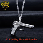 Iced Out Gun Pendant — 925 Silver