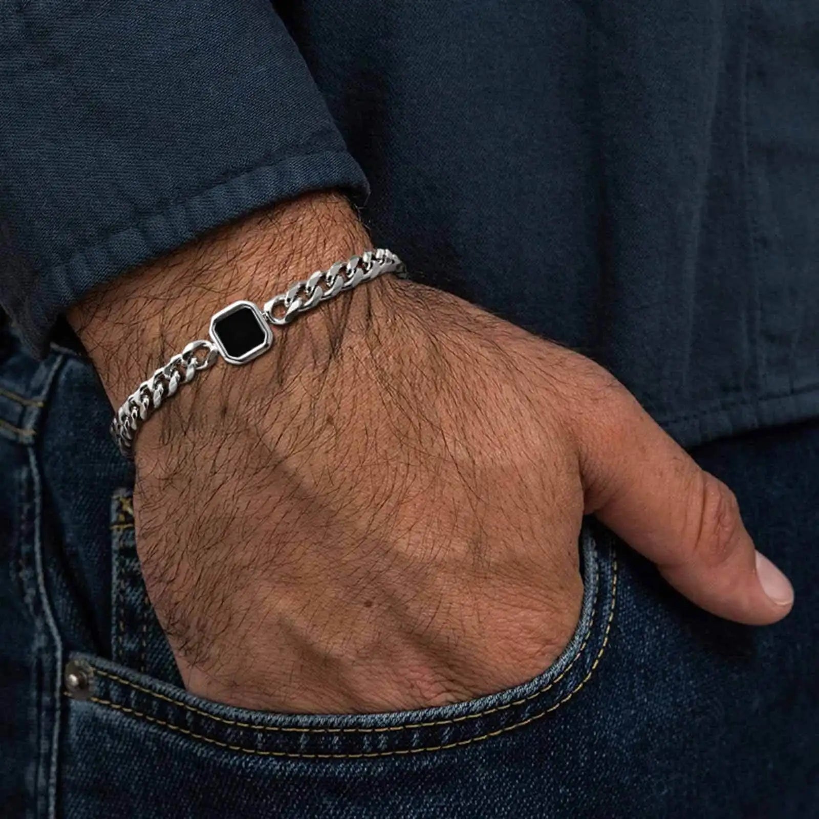Cuban Stone Chain Bracelet — Stainless Steel