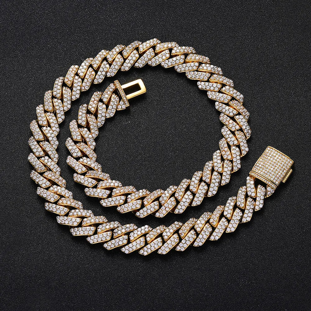 Iced Out Cuban Link Chain Necklace — Copper Alloy 15mm