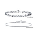 Rope Cuban Chain Bracelet 2pcs — Two-Tone
