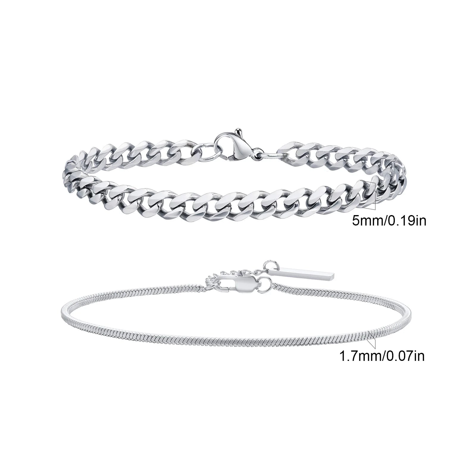 Rope Cuban Chain Bracelet 2pcs — Two-Tone