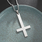 Vintage Christian Jesus Cross Stainless Steel Pendant Little Angel Prayer Necklace Men Women Faith Amulet Jewelry