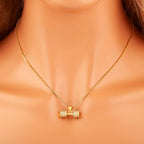 Fashion Crystal Barbell Dumbbell Pendant Necklace Fitness Weightlifting Necklace Women's Gym Sports Copper Jewelry Gift