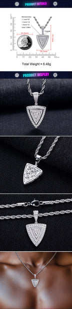 Iced Out Triangle Pendant — 14K Gold