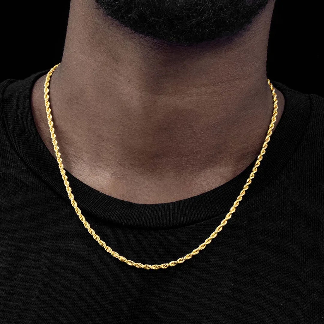 Rope Chain Necklace Two-Tone Stainless Steel 3MM