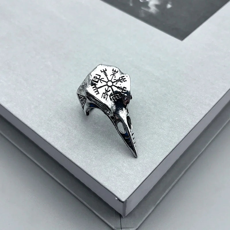 Skull Raven Steel Ring