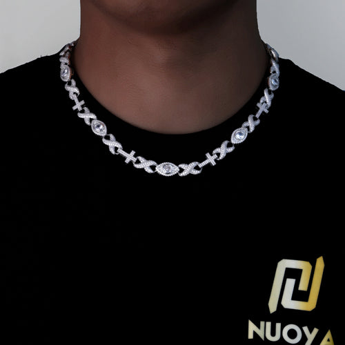 Cross Chain Necklace Iced Out Eye CZ CZ