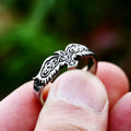 Black Iron Cross Pattern Ring — Stainless Steel