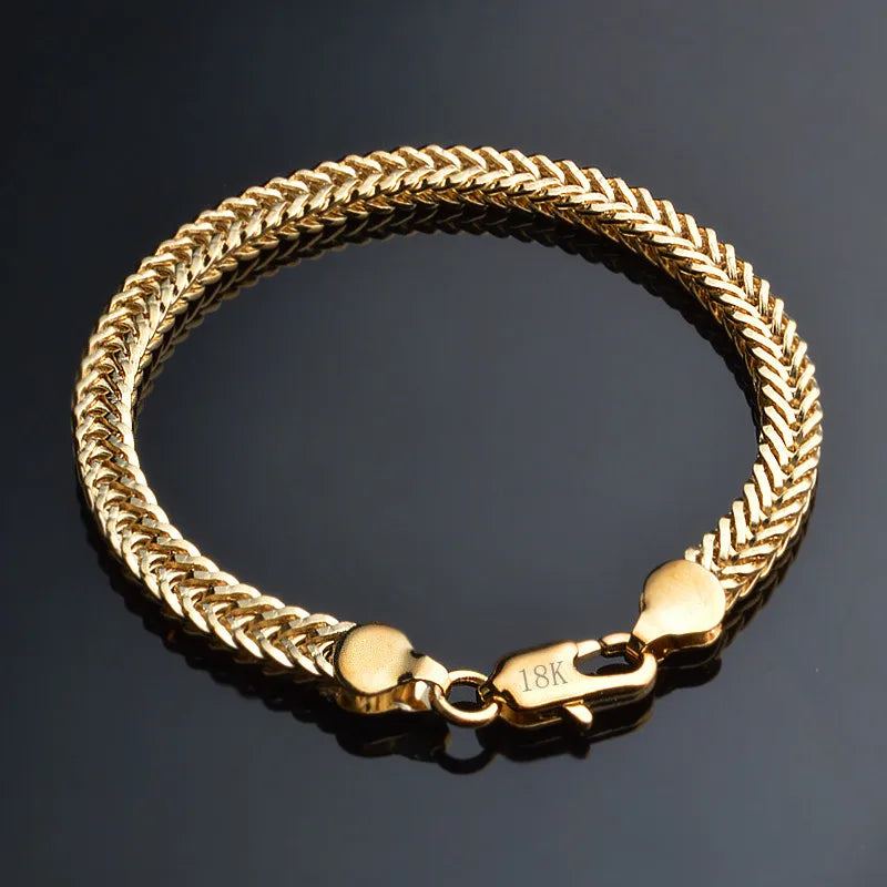 Classic Shiny Gold-Tone Snake Chain Bracelet — Daily Party Travel