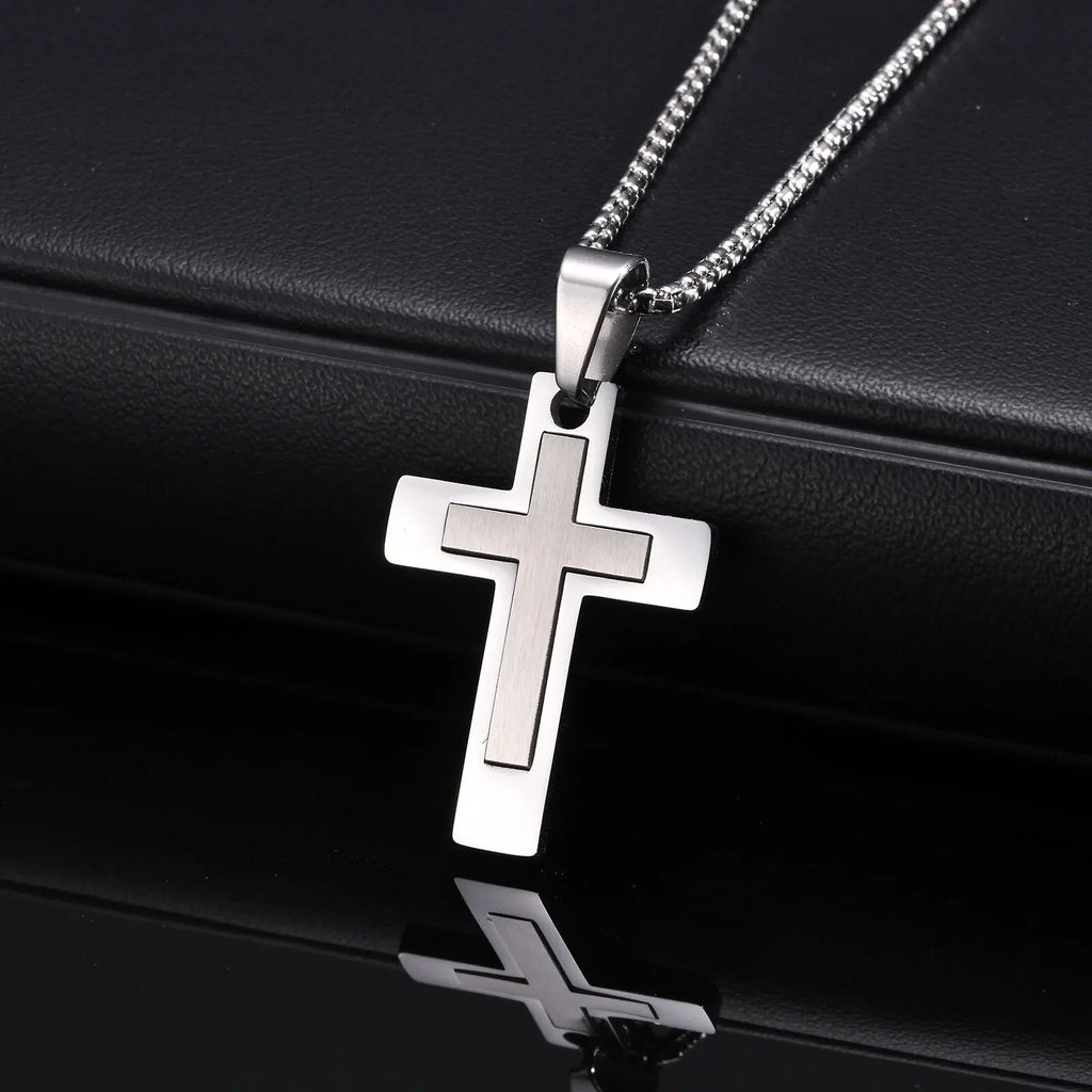 Cross Pendant Necklace — Stainless Steel