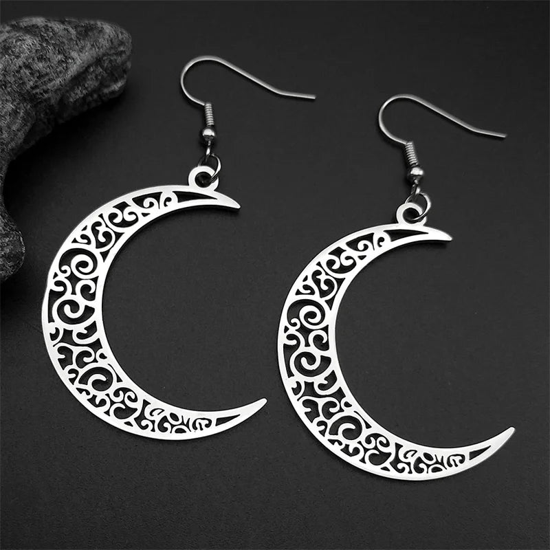 Tree Of Life Gold Earrings Hollow Crescent Moon