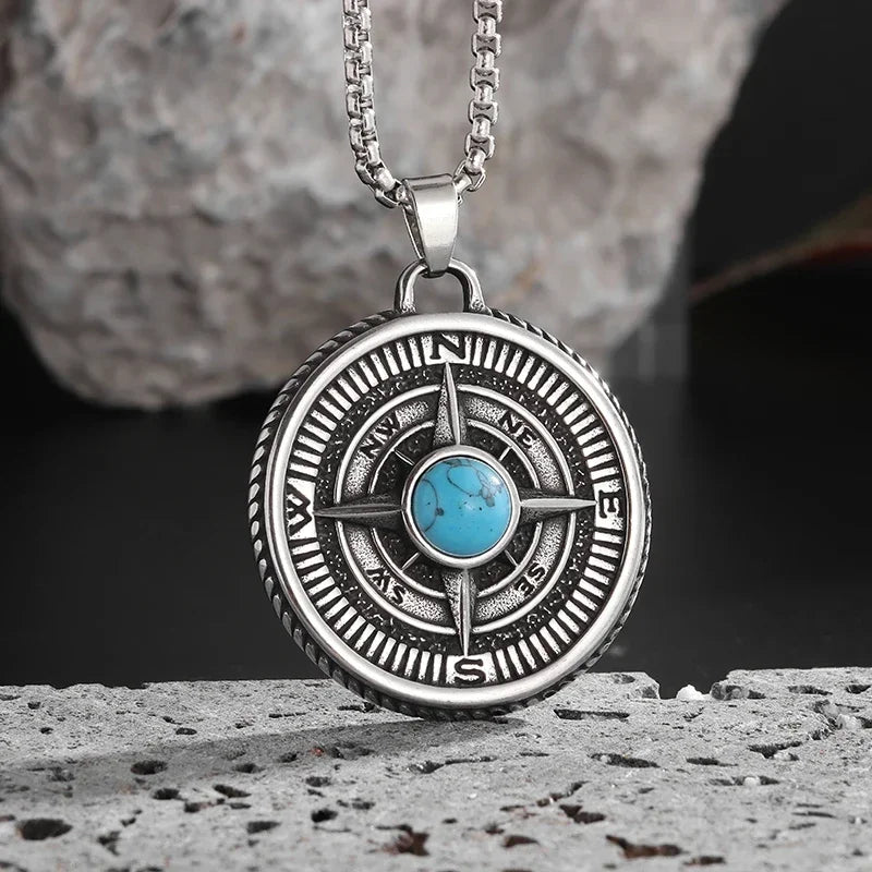 Quality Fashionable Medal Necklace Pendant Pirate Ship Compass Personality Men's Necklace Pendant Hip Hop Jewelry Trend