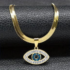 1pc Eye Pendant Necklace Stainless Steel Blue Enamel and Embellishment Suitable for Men and Women's General Couple