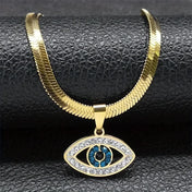 Blue Enamel Eye Pendant — Stainless Steel