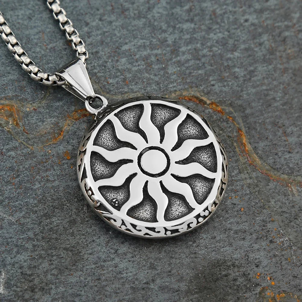 Sun God Pendant Necklace — Stainless Steel