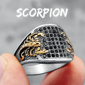 Scorpion Inlaid Rhinestone Ring for Men — Stainless Steel