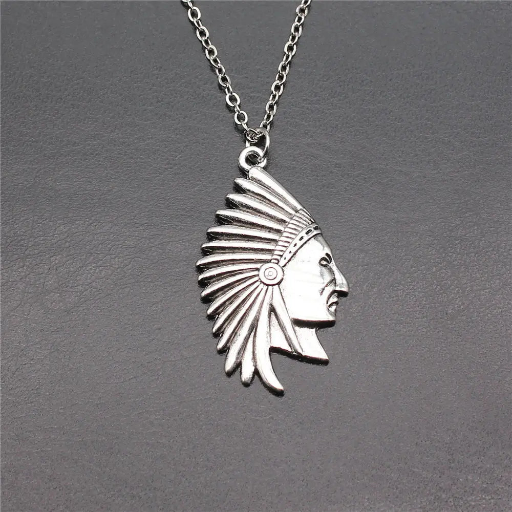 Vintage Chief Pharaoh Necklace On The Neck 43Cm Chain Girl Jewellery Beach Art Supplies