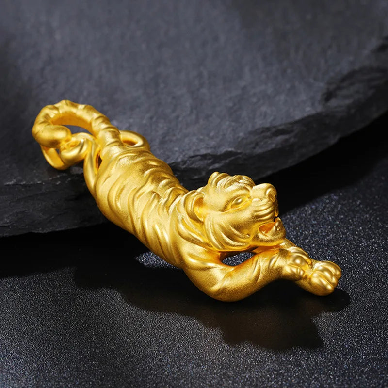 14k Gold Tiger Pendant Bracelet Necklace for Men Female Open Fashion Sutra Bracelet Bangle Engagement Wedding Fine Jewelry Gifts