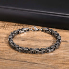 Chunky Byzantine Chain Bracelet 21cm — Vintage, Stainless Steel
