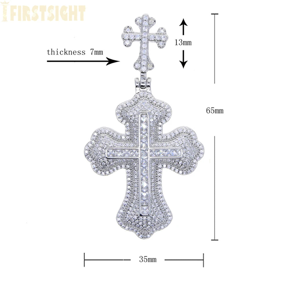2025 New Iced Out Cross Pendant Necklace for Men Women Bling Gold Color Cubic Zirconia Infinity Link Eye Charm Hip Hop