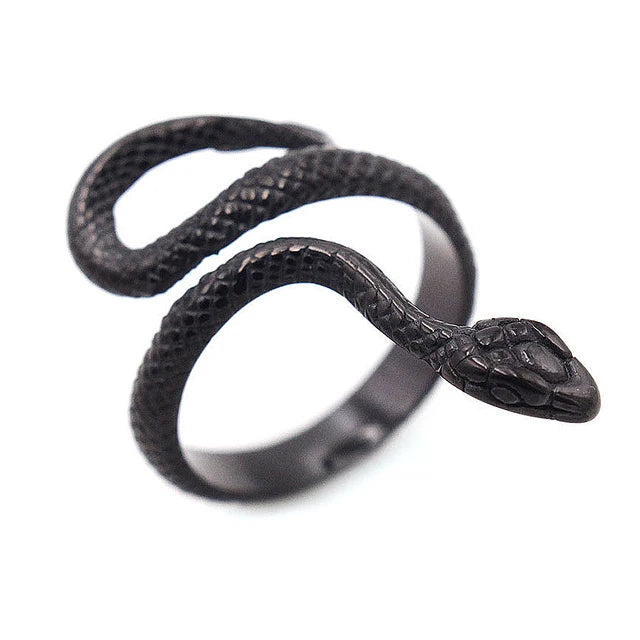 Punk Vintage Viking Snake Ring Men Women Stainless Steel Animal Ring Fashion Simple Biker Amulet Jewelry Gifts