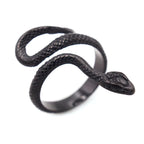 Punk Vintage Viking Snake Ring Men Women Stainless Steel Animal Ring Fashion Simple Biker Amulet Jewelry Gifts