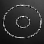 8mm Cuban Chain Necklace Bracelet Set — Stainless Steel