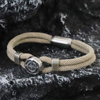 Pirate Style Nautical Compass Bracelet With Strong Magnetic Buckle Vintage Viking Bilayer Milan Rope Wrap Braslet Gift