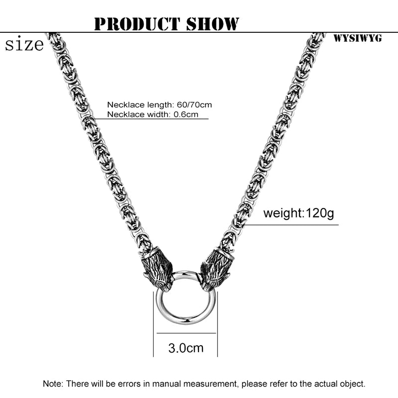 Animal Pendant Necklace Wolf Dog Skull Snake — Stainless Steel