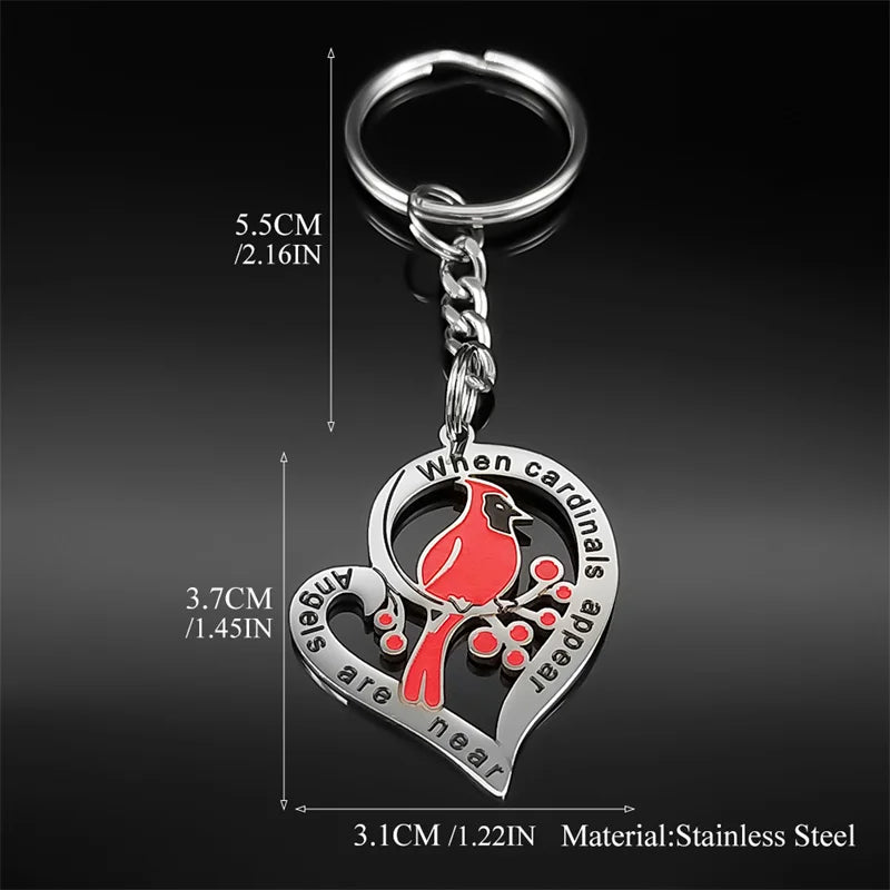 Heart Key Silver Pendant Shaped Cardinal