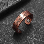Flower Shape Magnetic Ring Copper Adjustable Open Cuff Ring Men and Women Magnet Healthy Energy Ring for Arthritis Pain Relief