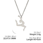 Unift Stainless Steel Sport Women Necklace Runner Rhythmic Gymnastics  Silhouette Pendant Fashion Birthday Jewelry Wholesale