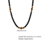 Retro Natural Stone Beads Necklace Tiger Eye Stone Stainless Steel Collar Necklace for Men Boho Trendy Jewelry Gifts