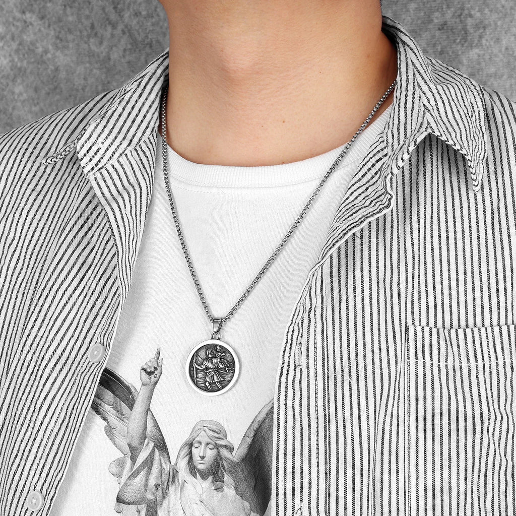 St. Christopher Pendant Necklace — Stainless Steel
