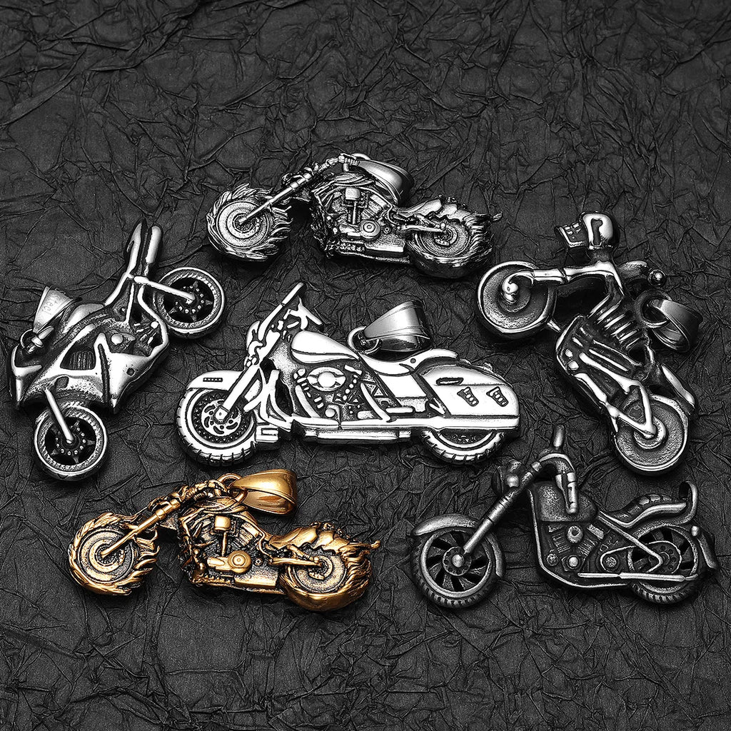 Rider Motorcycle Series Men Necklace Stainless Steel Pendant Chain New in Punk Rock For Women Fashion Jewelry Gifts