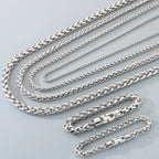 Classic Men's 4/6/8/10mm Wide Link Chain Bracelet Necklace Set for Man 6 Color Available 65CM Long Stainless Steel