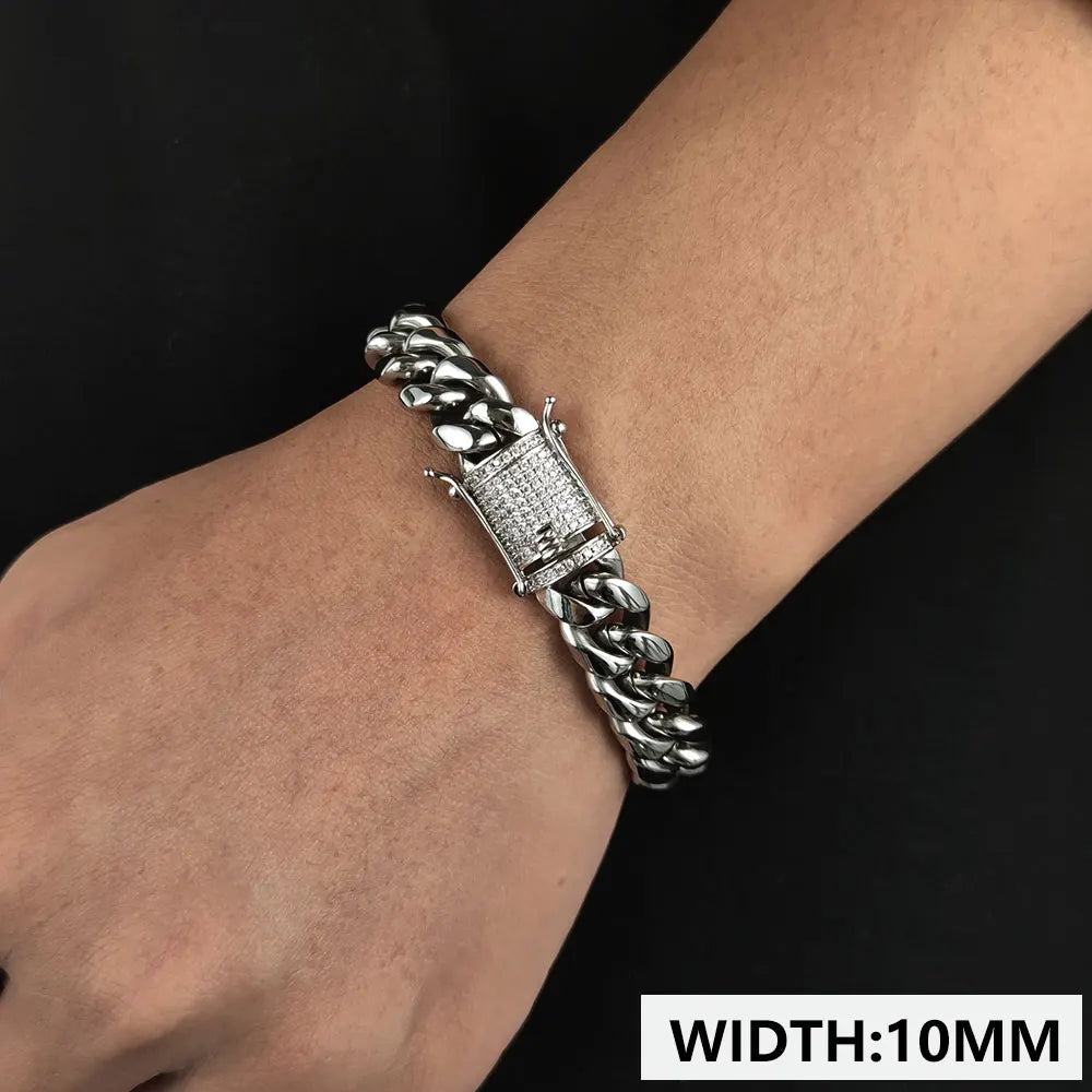 Iced Out Cuban Bracelet Stainless Steel Miami