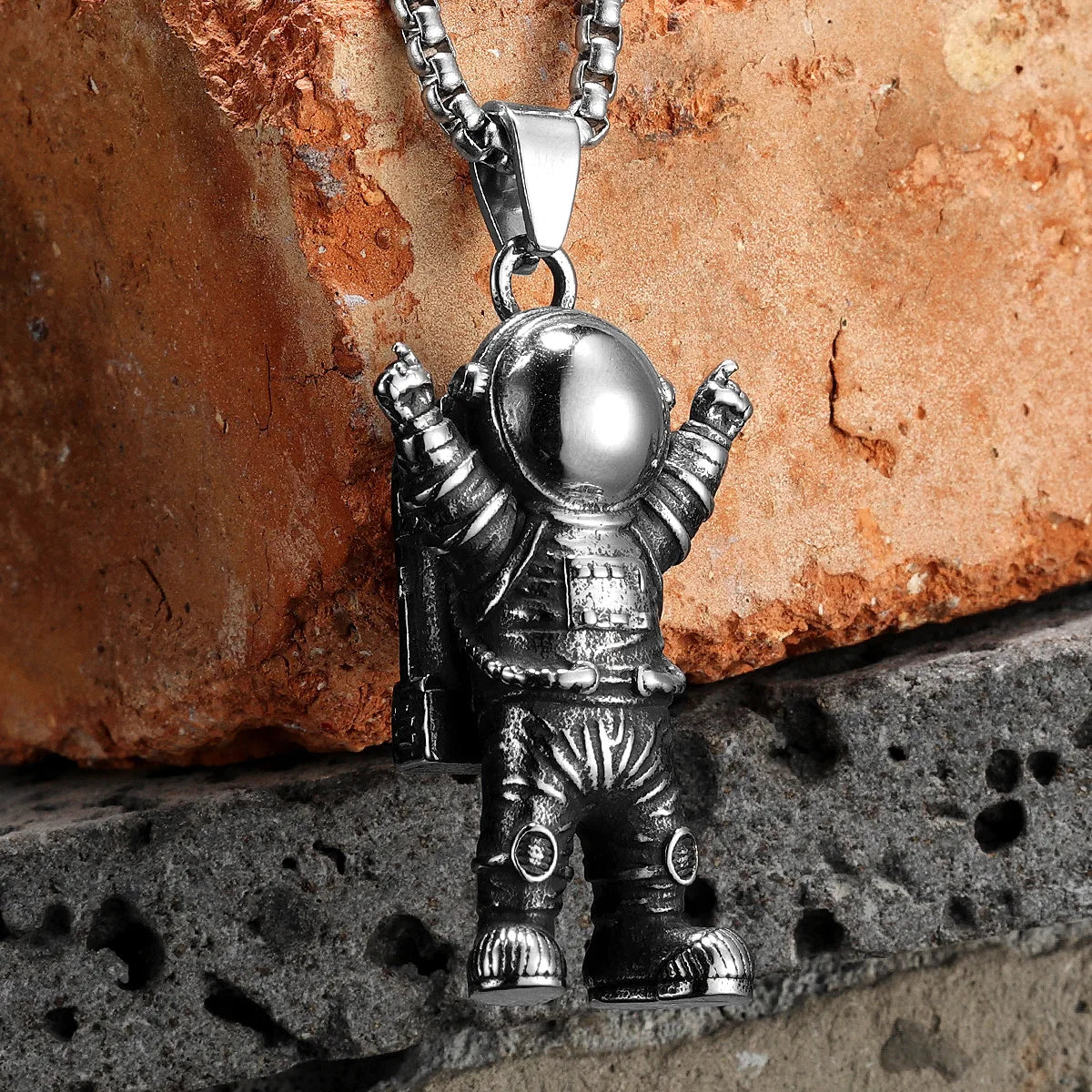 Astronaut Pendant Necklace — Stainless Steel