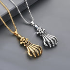 Gothic Skull Palm Pendant Necklace — Stainless Steel