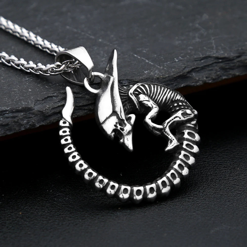 Alien Skull Pendant — Stainless Steel