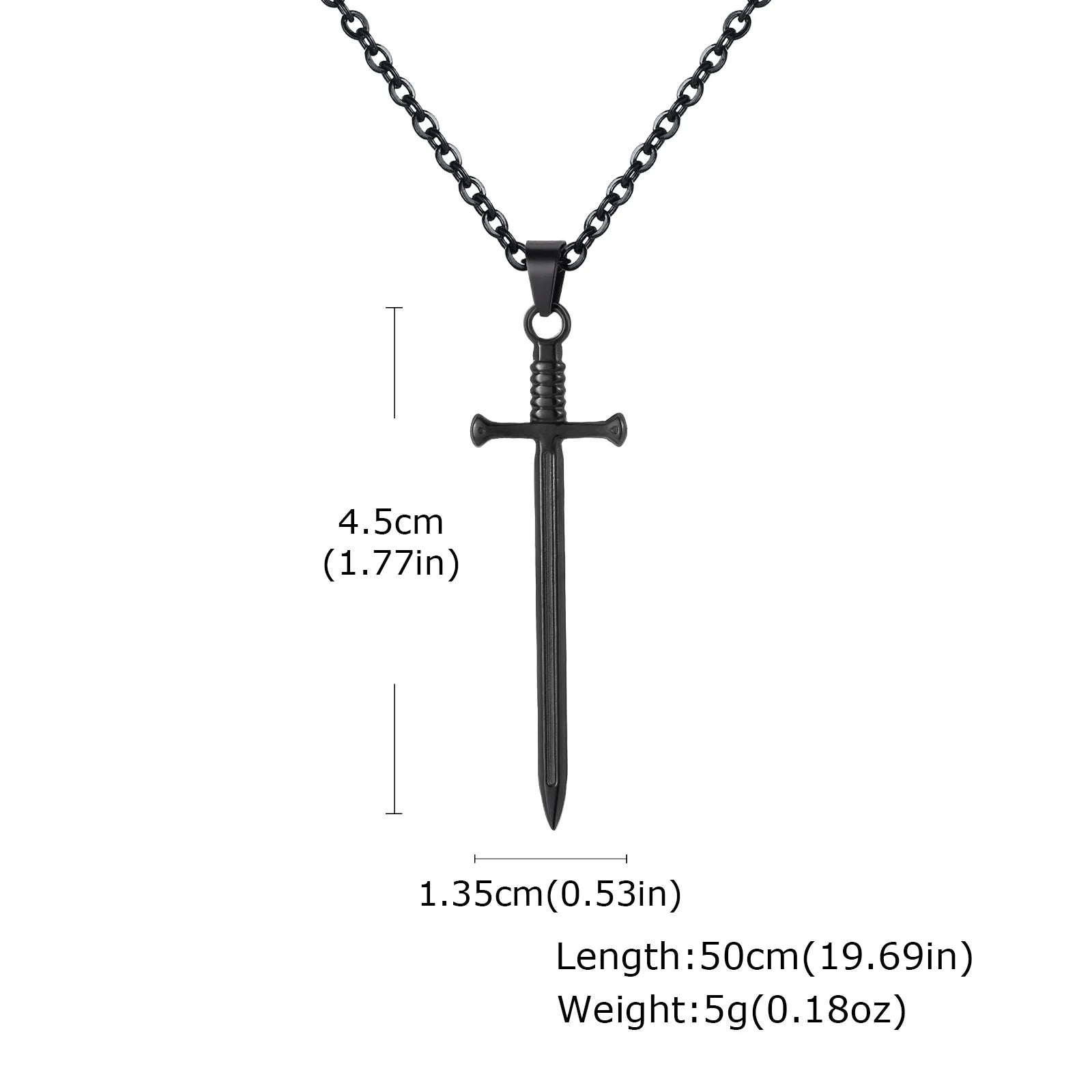 Sword Long Pendant Necklace — Stainless Steel