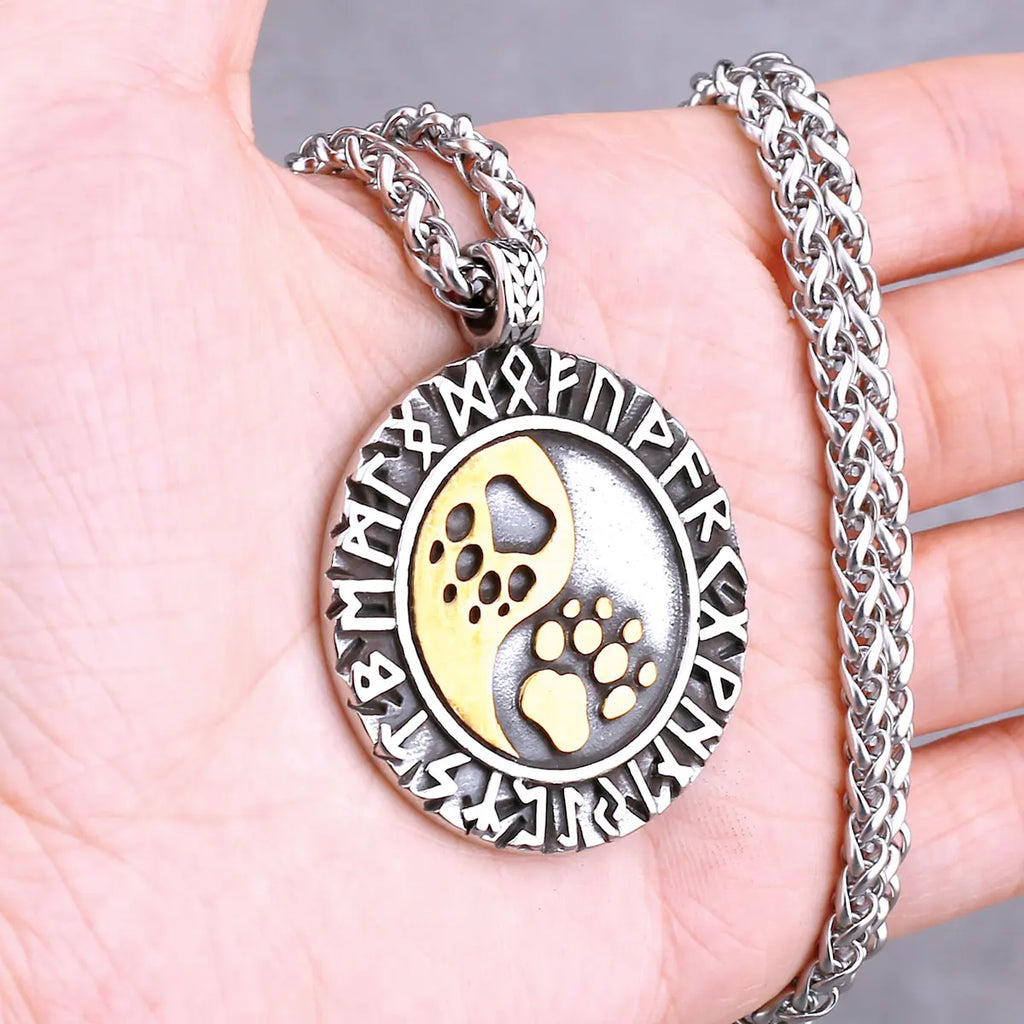 Odin Rune Vegvisir Pendant Necklace — Stainless Steel