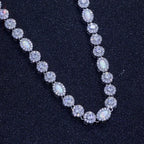 Tennis Chain Necklace Stainless Steel Opal Diamond