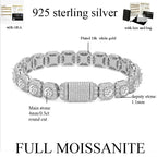 TBCYD 4-6.5mm Full Moissanite Iced Tennis Bracelet for Men Women 925 Silver Square Cuban Link  Hip Hop Plated 18k Luxury Jewelry