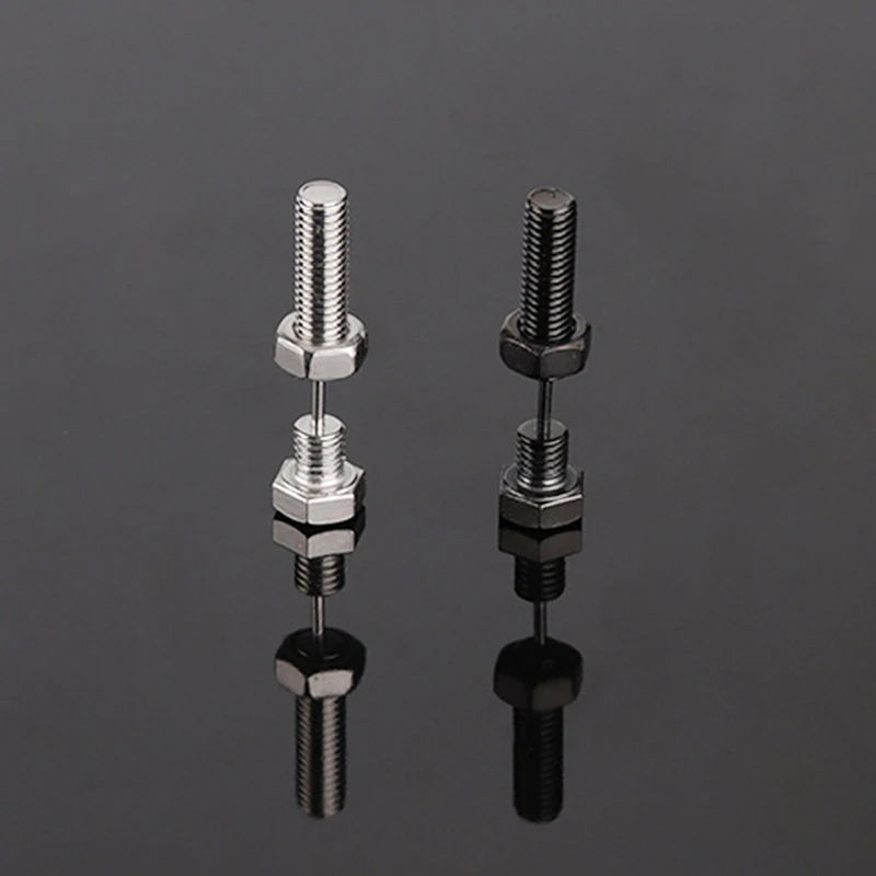 Gothic Nail Screw Piercing Stud Earrings — Stainless Steel