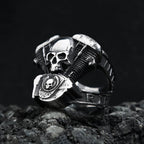 Skull Motorcycle Steel Ring Vintage Steampunk