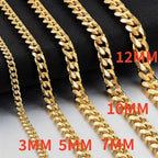 Waterproof Stainless Steel Cuban Link Chain Necklace For Men Goth Punk Accessory Jewelry Black Gold Silver Color