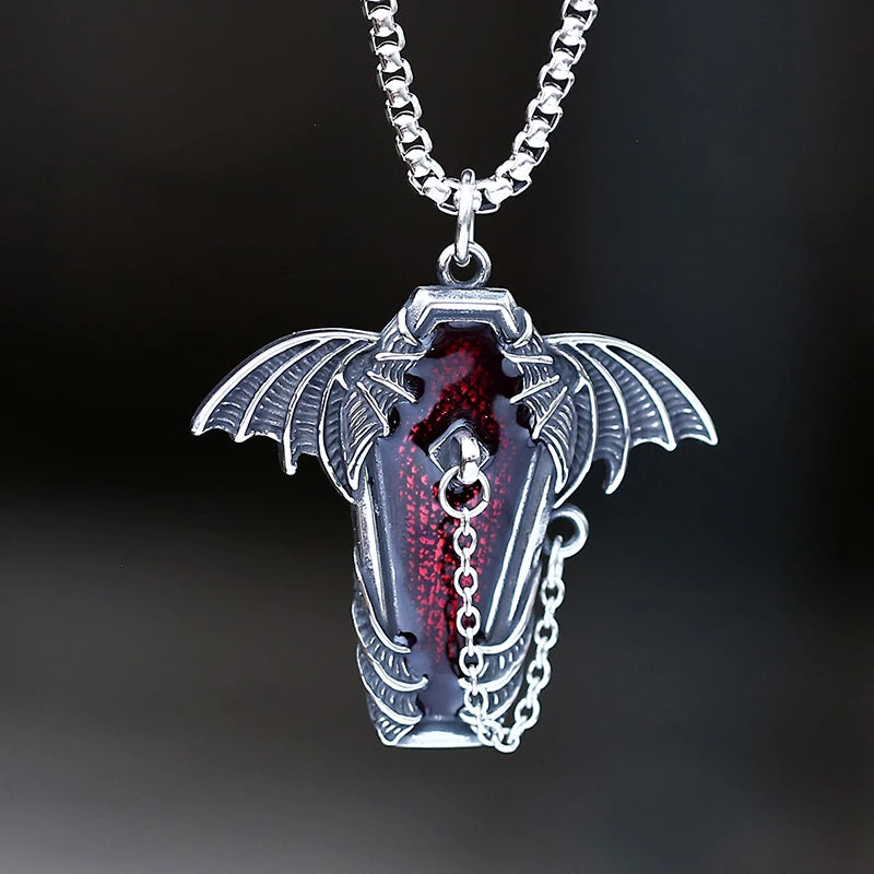 Gothic Bat Stainless Steel Pendant Necklace