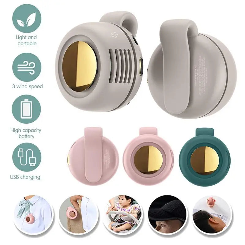 Rechargeable Bladeless Desk Fan - Small Clip-on Personal Fan, Quiet Mini Air Conditioner for Bed, Office, Travel